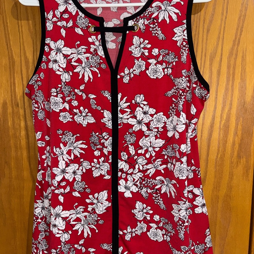 Liz Claiborne Red and White Floral Blouse
